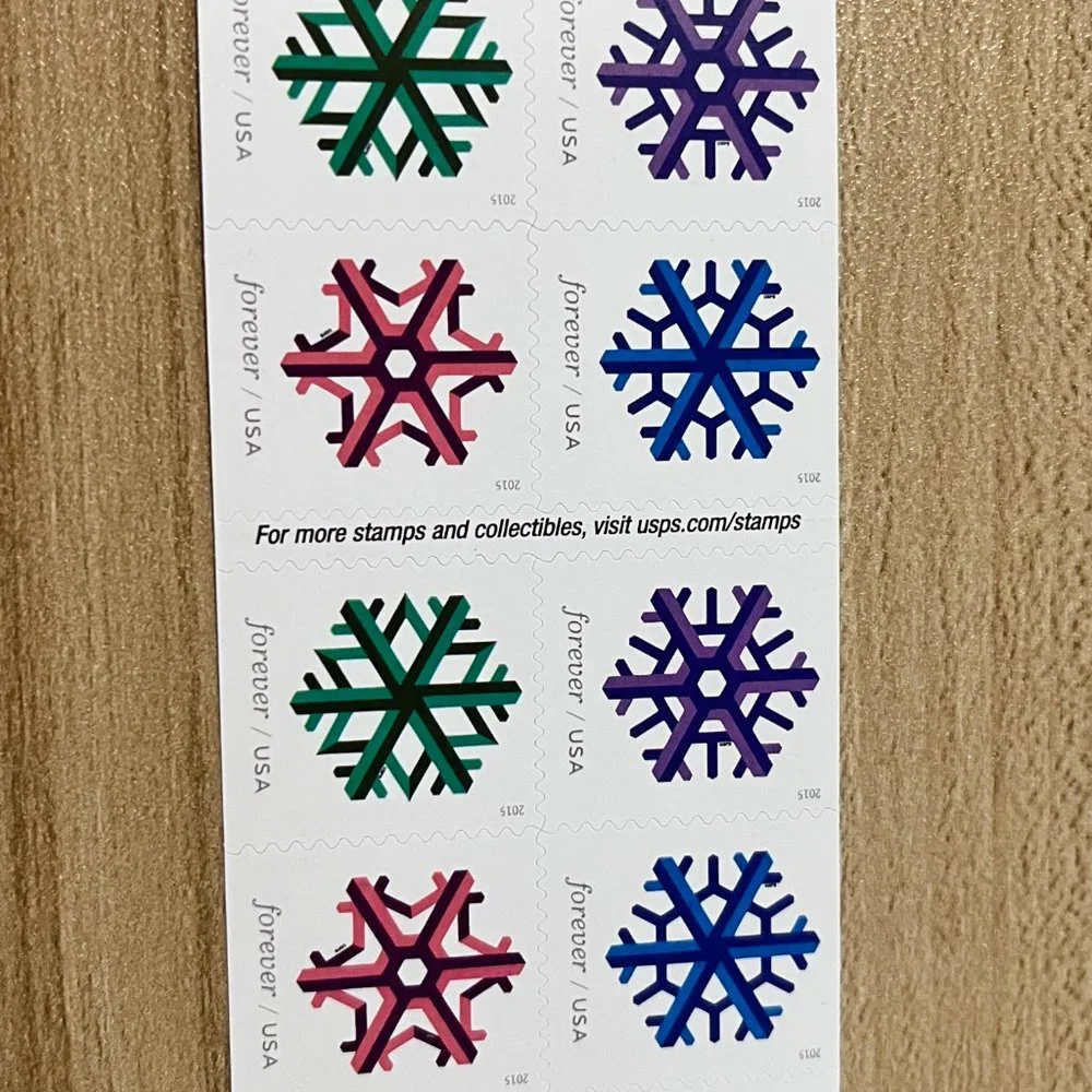 Unused geometric snowflake stamps (50 sheets 1000 pieces) - Picture 3 of 3